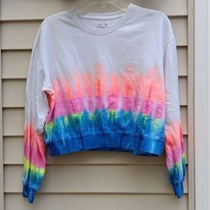 BLOOM+POP  Tie-dye Crop Sweatshirt,size L